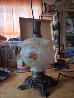 Vintage Floral Glass Table Lamp Base