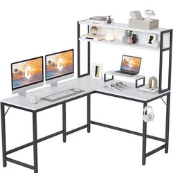 *Brand New* CubiCubi L-Shaped Desk with Hutch, 59" Corner Computer Desk