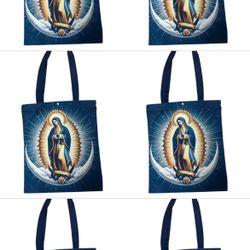 Bulk Wholesale Set of 12x lady of Guadalupe Tote Bags, Bulk Plain Canvas Reusable Shoppingw