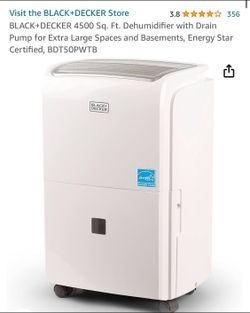 BLACK+DECKER 4500 Sq. Ft. Dehumidifier With Drain Pump For Extra Large Spaces And Basements, Energy Star Certified, BDT50PWTB 4500 + Sq. Ft