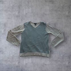 Vtg Conwell Wool Blend Diamond Argyle V-Neck Sweater Grandpa Core Men’s Med Y2K  