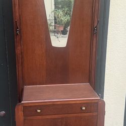 Vintage Art Deco Oak Hall Tree - 27x13x70” 