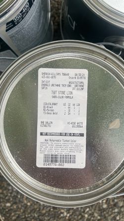 Free Paint: Sherwin Williams Emerald. SW 7507 Stone Lion (2.5 gallon) & SW 9601 Symmetry (1 gallon).