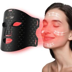 LED Face Mask Light Therapy, 4 Modes Near-Infrared 850 Red Light Therapy for Face, 180 Beads LED Facial Skin Care Mask, Rechargable, for Home & Travel