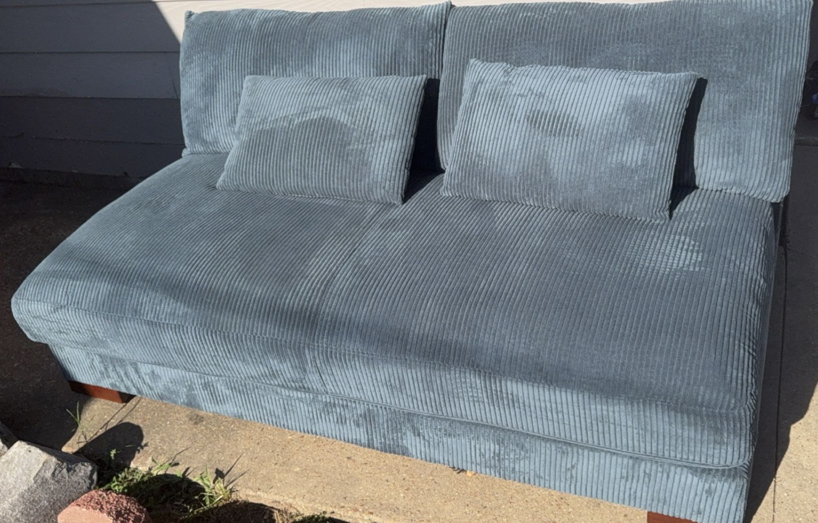 Dark Teal Blue Corduroy Sofa
