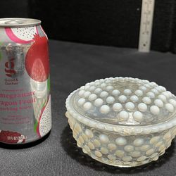 Opalescent Moonstone Depression Glass Powder Jar