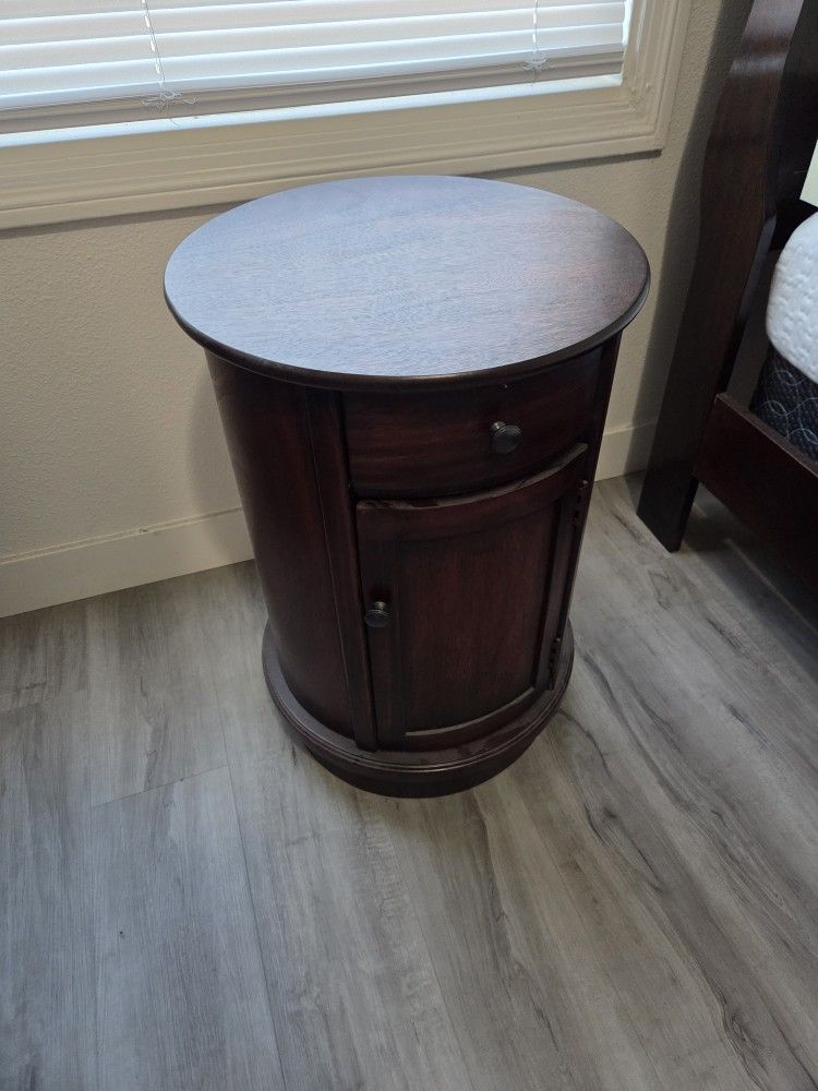 Tall Round Night Stand with Drawer and Door $25