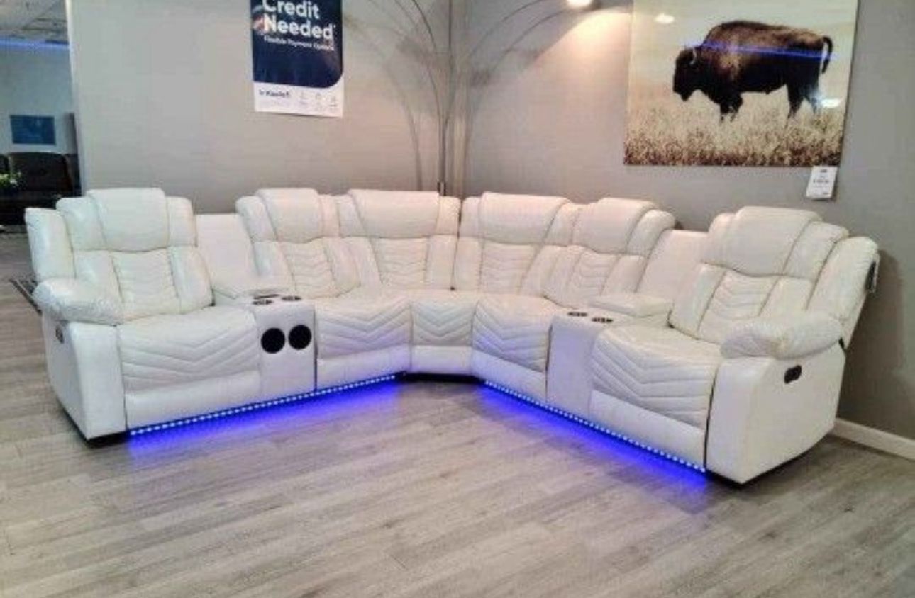 New Sectional In Box With Led Available In Gray, Black And White $39 Down With Finance No Credit Needed