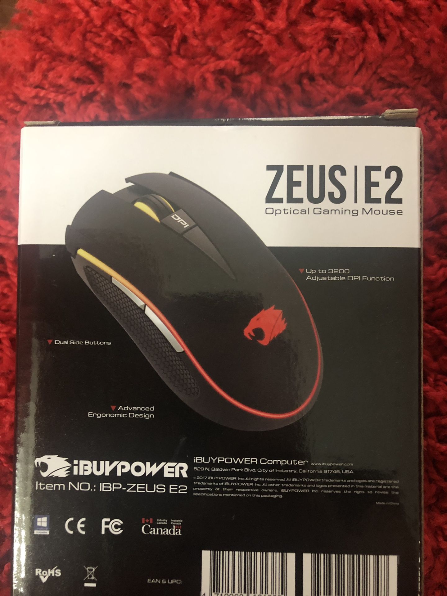 iBUYPOWER Zeus E2 Gaming Wired Optical Gaming Mouse DPI IBP-ZEUS E2