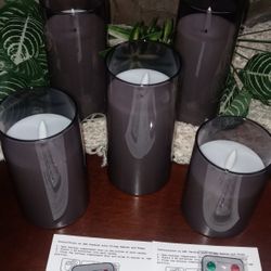 Set Of 5 Flameless Pillar Candles And 2 Remotes