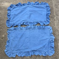 2 Vintage Ralph Lauren Denim Jean Pillow Cases Shams/Ruffled Edge King 35" X 20"