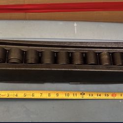 Snap-on Tools 10 pc 1/2" Drive 6-Point Metric Flank Drive® Shallow Impact Socket Set (25-36 mm)