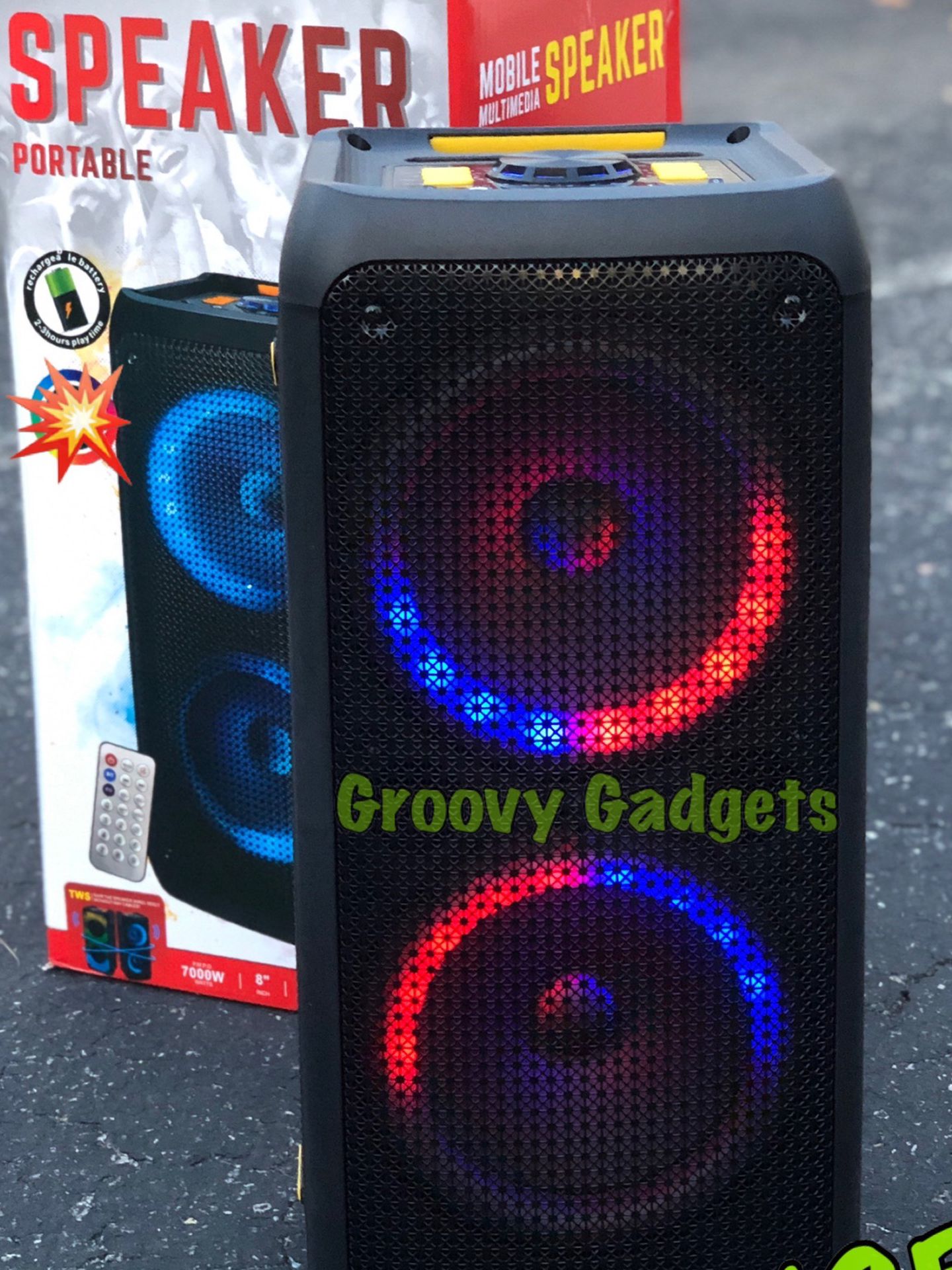 Portable Bluetooth Speaker🔥Dual 8 Inch•Wired 🎤 included🔥New in Box • Mucho Party