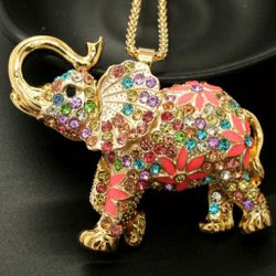 Beautiful! Crystal & Enamel Elephant Charm w/Free Chain $18. OBO 🐘🌻🐘 2 for $25, 3 for $30