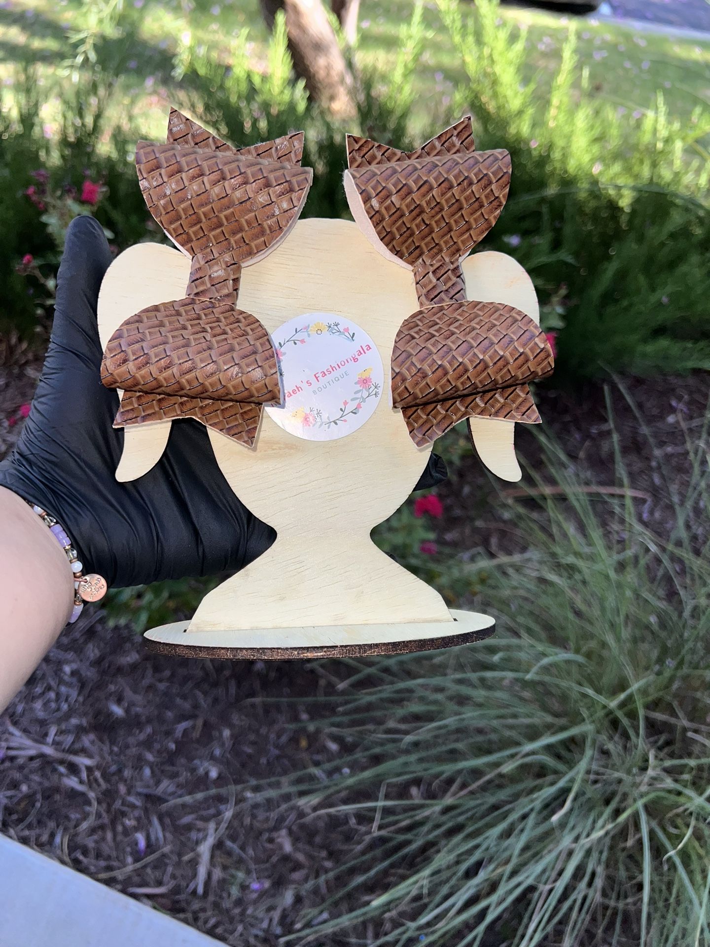 Girls Hair Bows Brown With Texture