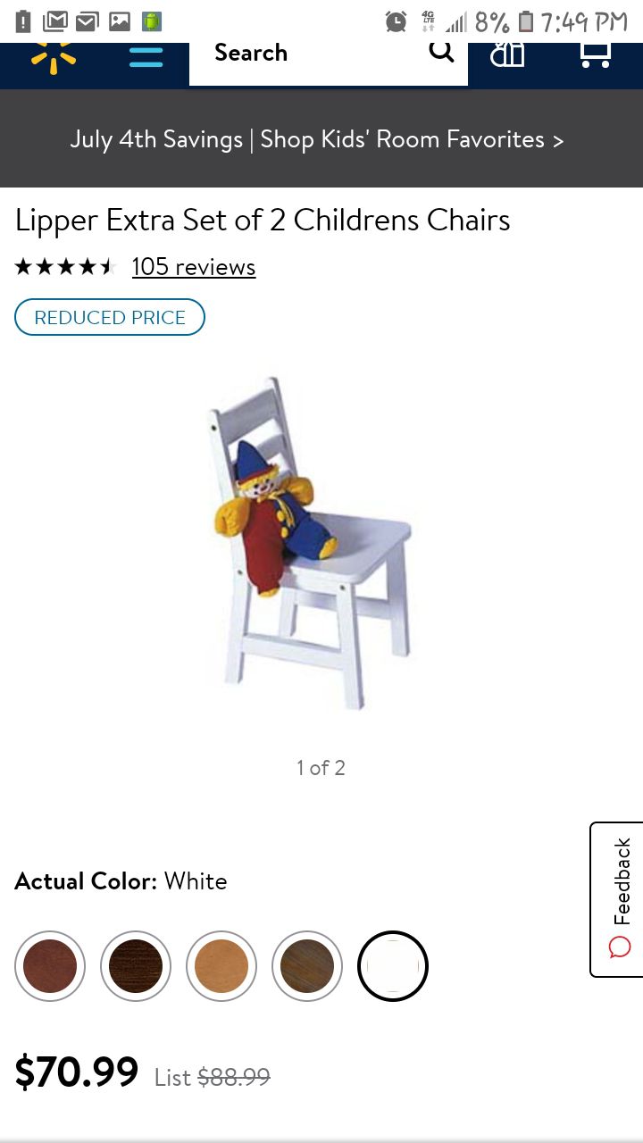 Lipper international white Wood kids chair