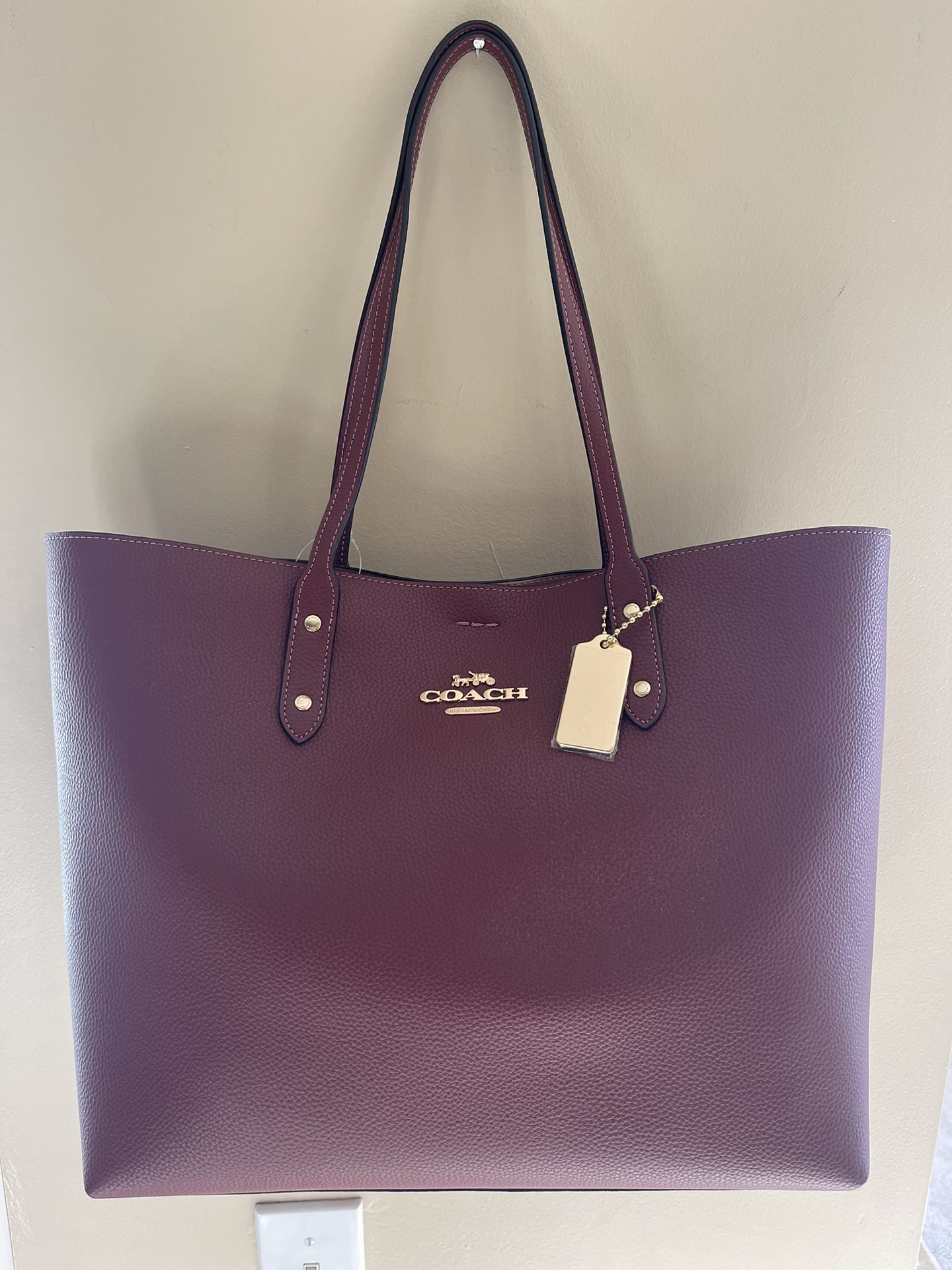 COACH Town Tote - Wine and Gold - New with Tags