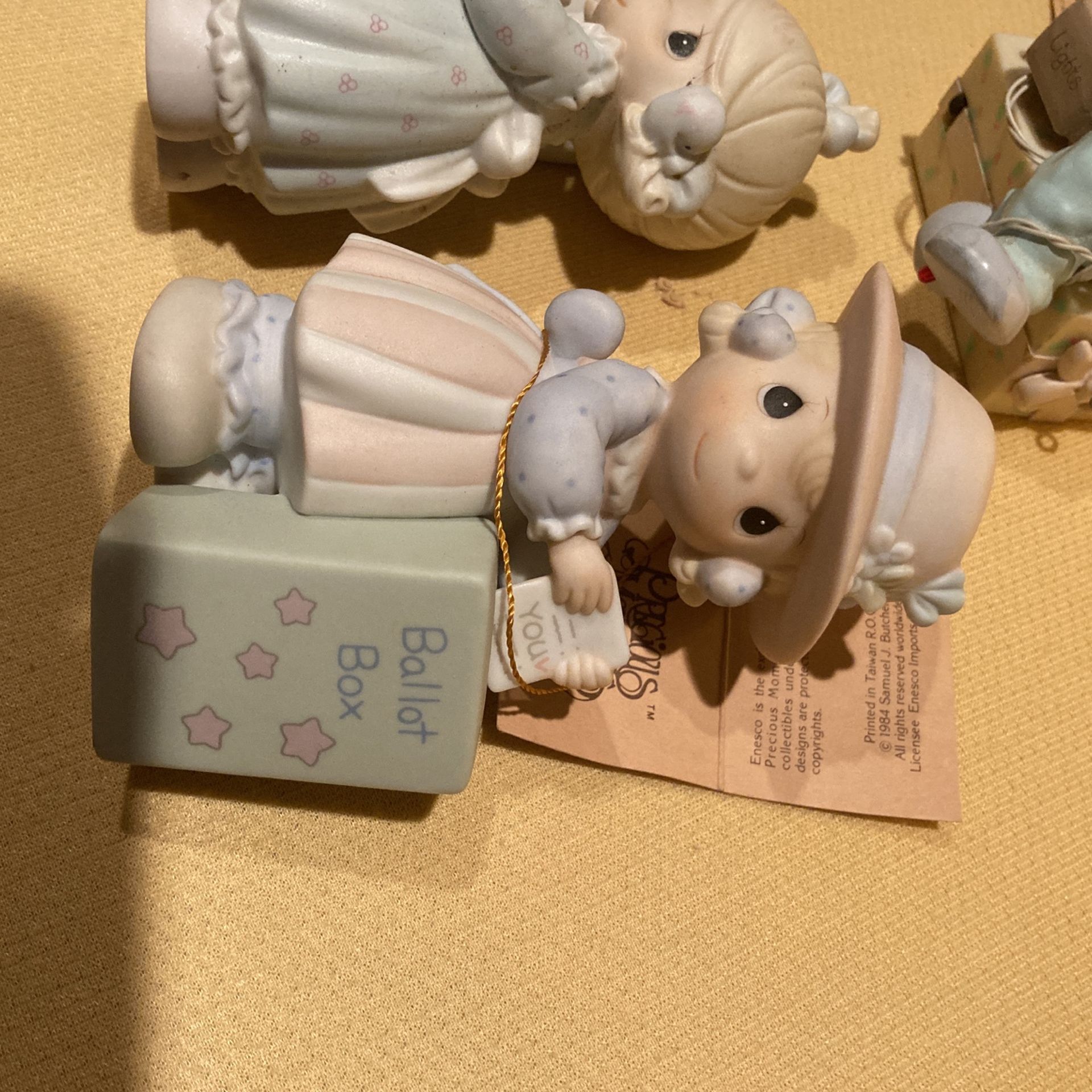 Precious moments ballot box, precious moments mailbox, precious moments angels with the rainbow salt and pepper shakers