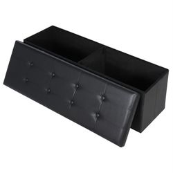 New Black Foldable Storage Ottoman 