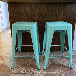 2  Counter Level Metal Stools 