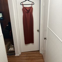 Rustic Brown Azazie Women’s A Line Vneck Floor Length Bridesmaid Dress Size A2