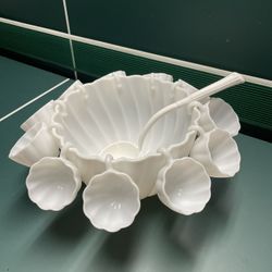 vintage milk glass punch bowl set. 