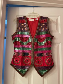 Cache Holiday Beaded Vest Size S