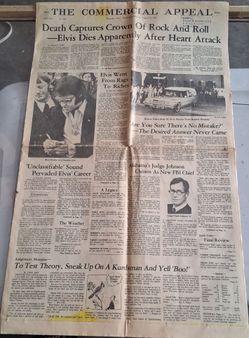 ​Original Aug 17 1977 The Commercial Appeal Memphis Newspaper - Elvis Death Issue