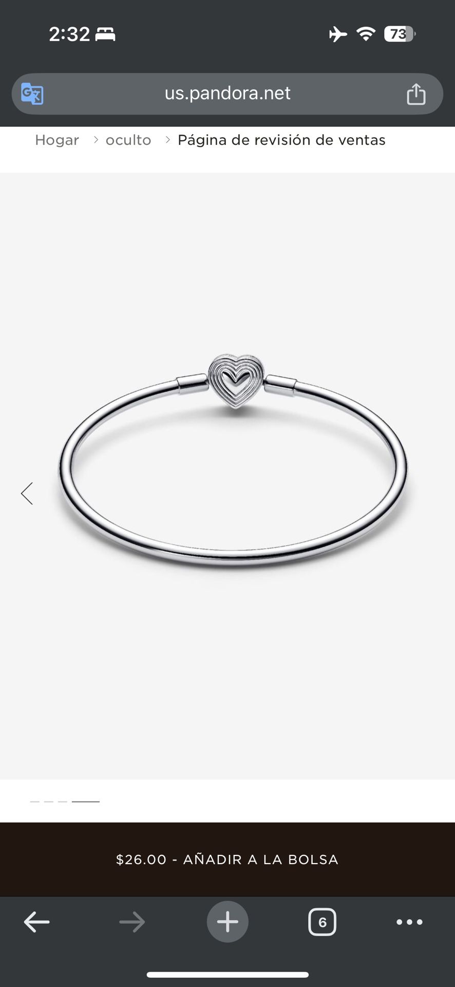 Pandora Silver Heart Clasp Bracelet NEW Size 7.5”