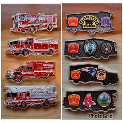 Boston Fire Truck Sports Challenge Coin Set Bruins Celtics Patriots Red Sox Engine Ladder  2” to 2.5” long, 1 for $15 local, $20 shipped.   Set of 4 r