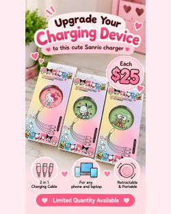Sanrio 3-in-1 Retractable Charging Cable