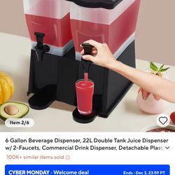 Beverage Dispenser 6 Gallon Double Slim