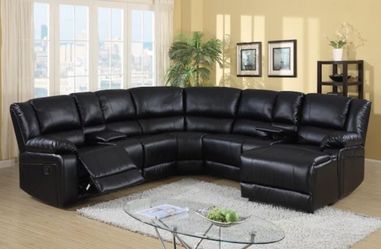5-PC Black U- Shaped Sectional Recliner Set
