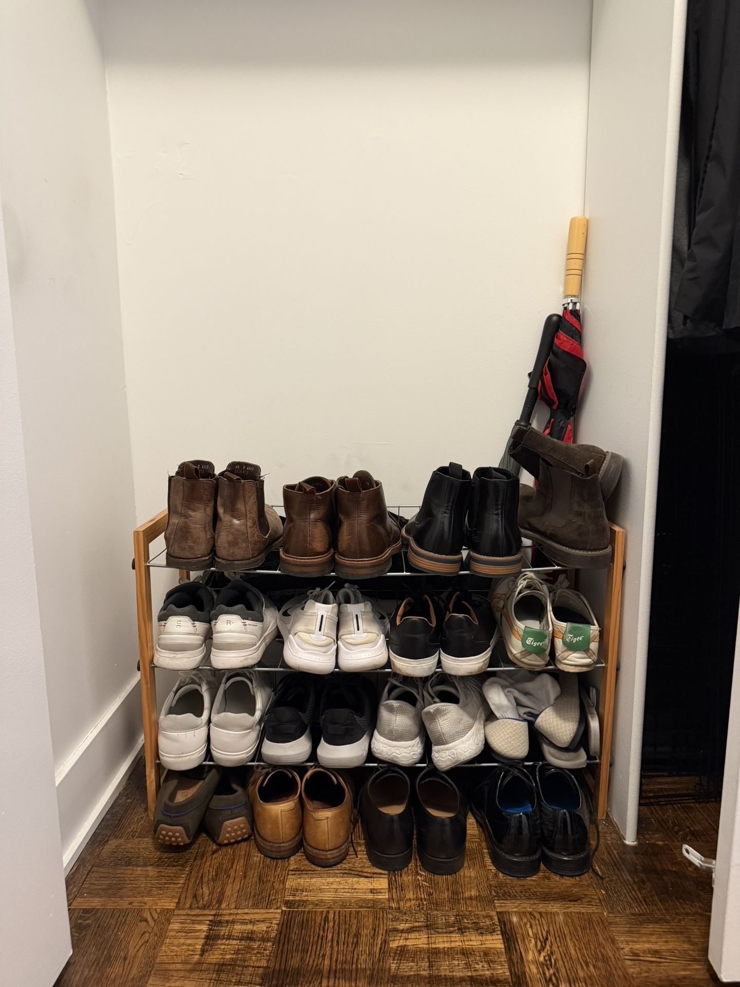 4-Tier Wooden And Metal Shoe Rack