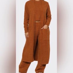 Three Piece Womens Cardigan Sweater & Coat Set - Various Colors And Sizes 