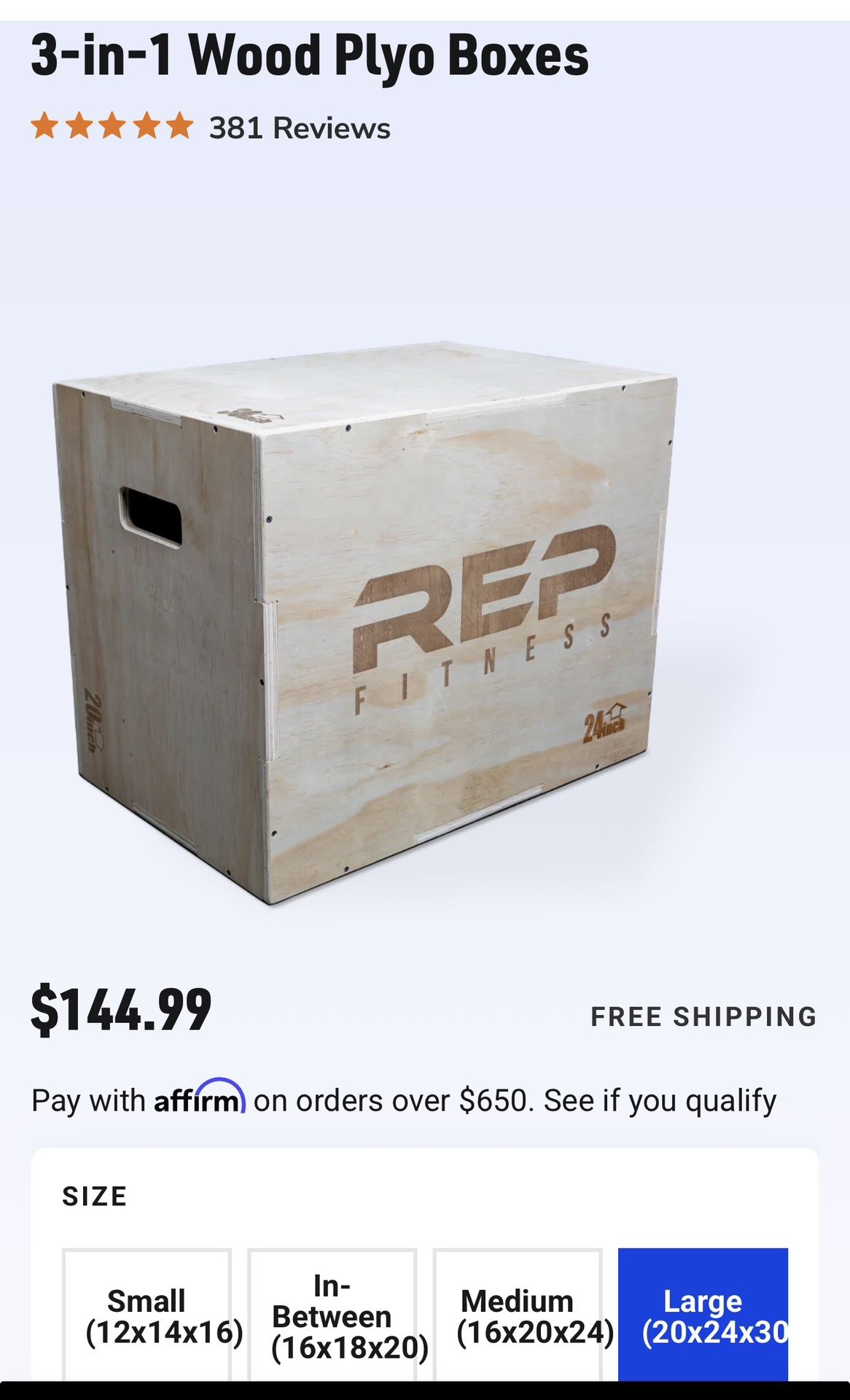 Wooden Plyo Box New Unopened