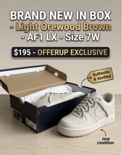 Nike Air Force 1 Low '07 LX Light Orewood Brown (Size 7W) - Brand New in Box