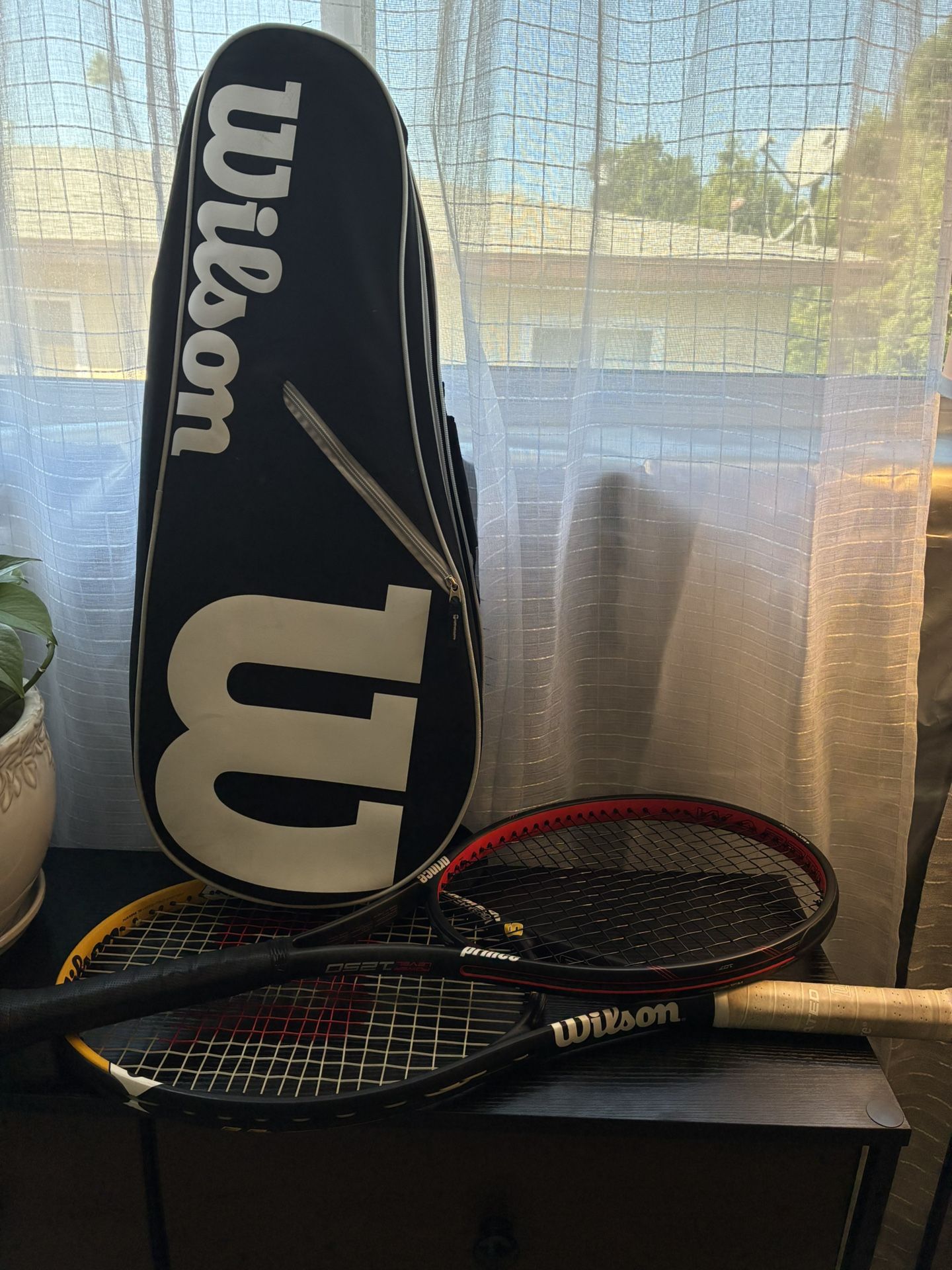 Tennis Rackets (1) Wilson & (1) Prince And Carrying Case