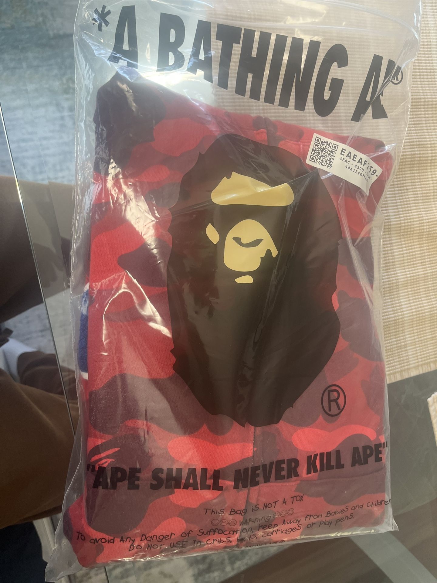 Bape Hoodie: Red Camo Size Small