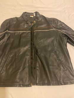 Faux-leather motorcycle jacket