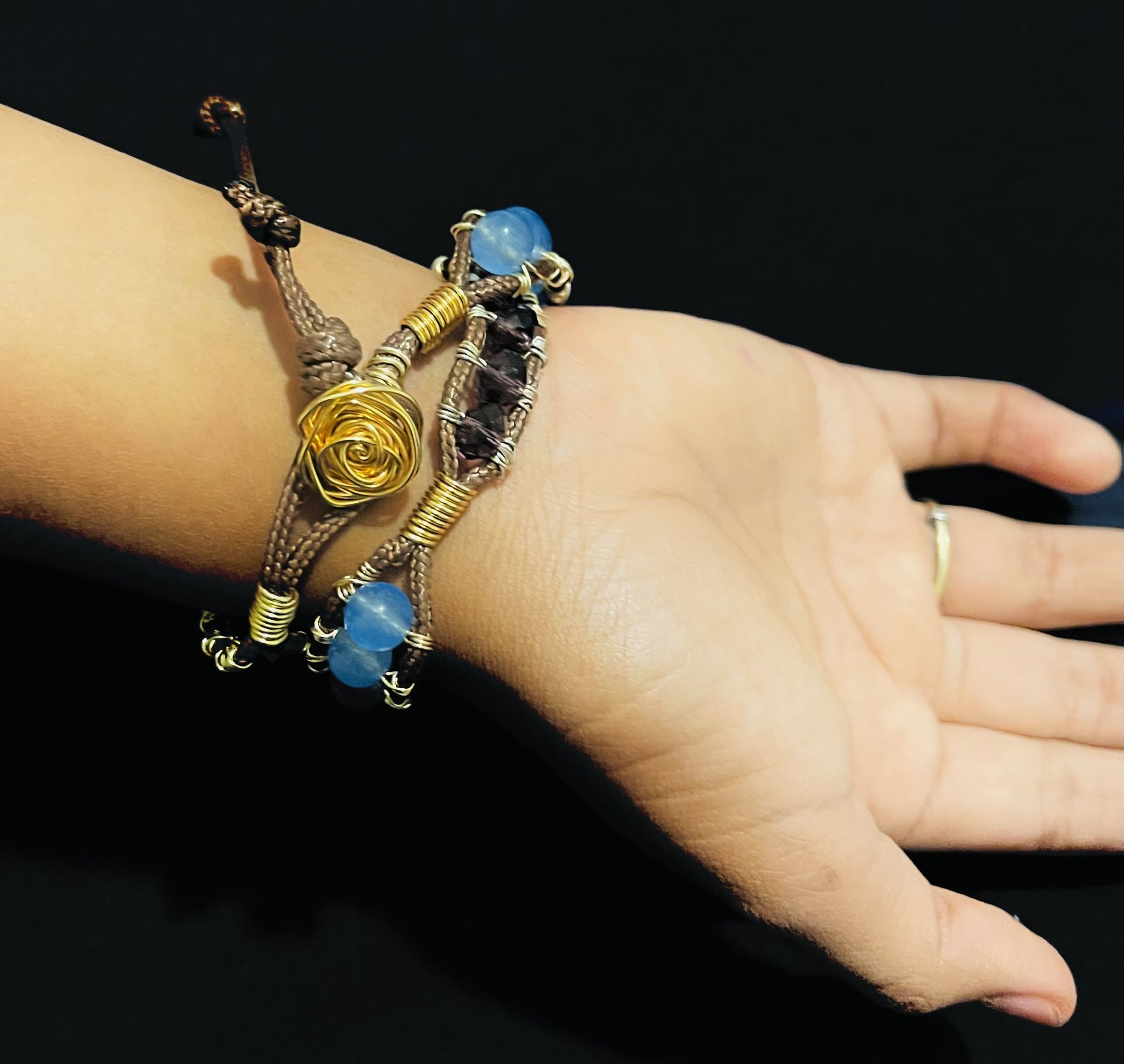 Bracelet/Choker necklace   Handmade Beaded And Stones  Handmade  Rose Lock