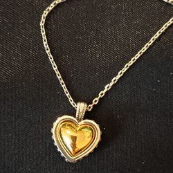 Brighton Gold & Silver Bold Heart Pendant Necklace