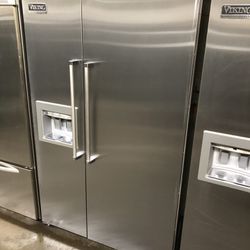 Viking 48” Stainless Steel Side By Side Built In Refrigerator 