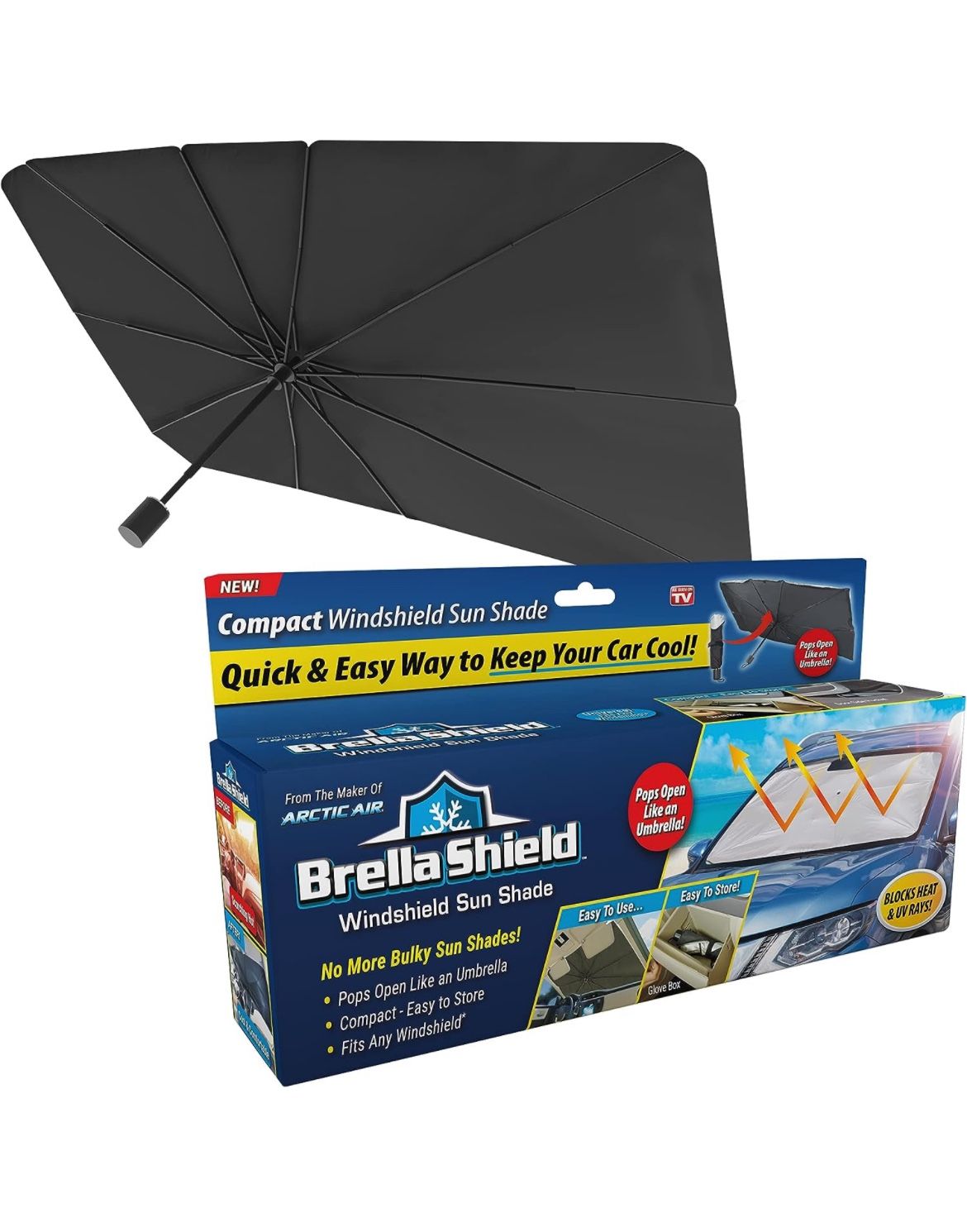 Ontel Brella Shield by Arctic Air, Car Windshield Sun Shade, One-Size (31x57"), As Seen on TV