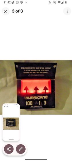 Ozcut Hurricane Broadheads 100 Grain 1-1/8 Cutting Dia.  3 Pack Elk Deer Archery