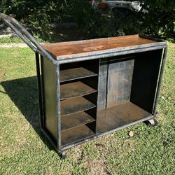 Vintage Welding Cart Work Tool Bench BBQ Rolling Table