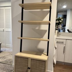 Ladder Bookshelf, 4 Tier Book Shelf with Rattan Cabinet | Great condition
