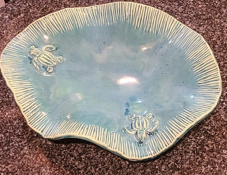 Rj stamped footed Turtle bowl  11.5x8.5x3