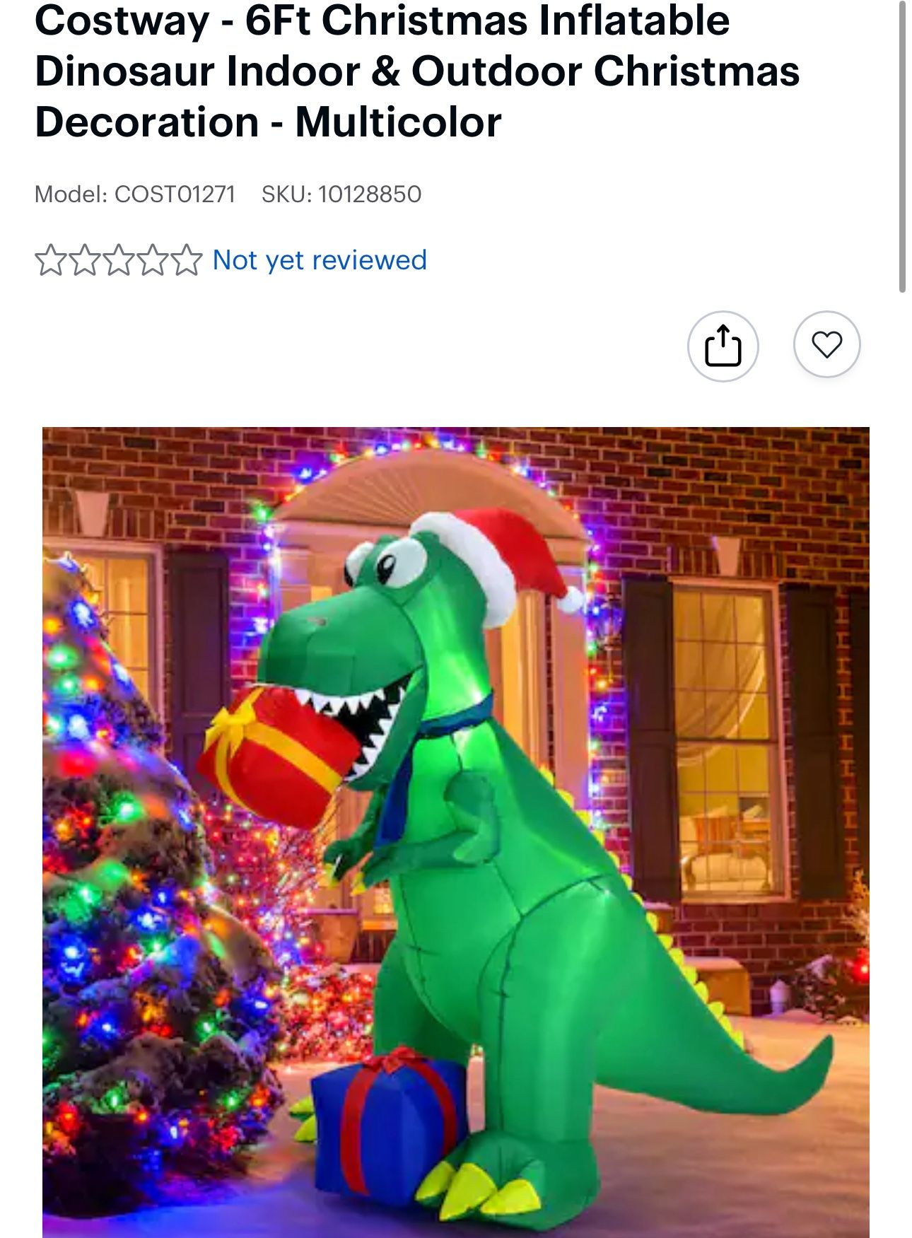  6Ft Christmas Inflatable Dinosaur