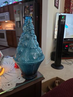 Blue glass made in Italy fruit basket